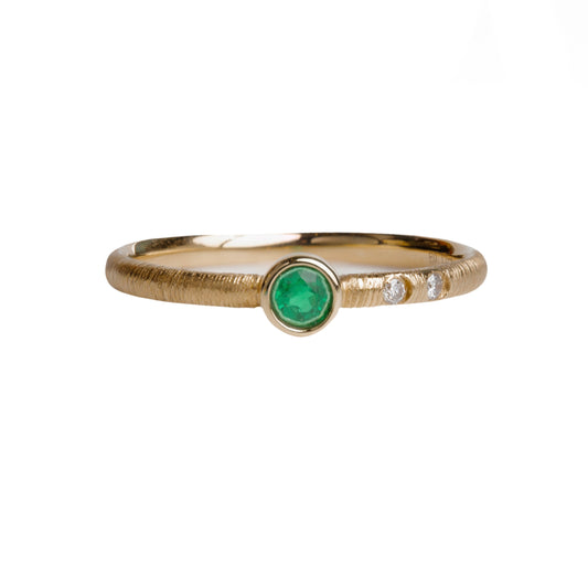 Emerald Diamond Ring - Ultra-fine Simple Round Drawing Metalwork