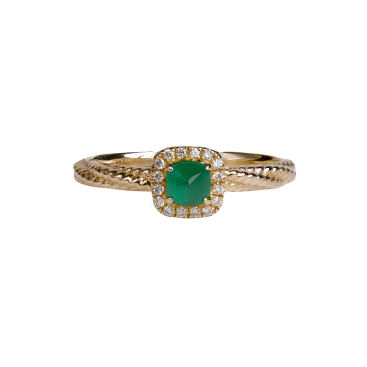 Emerald Diamond Ring - Sugar Tower Twist Gold
