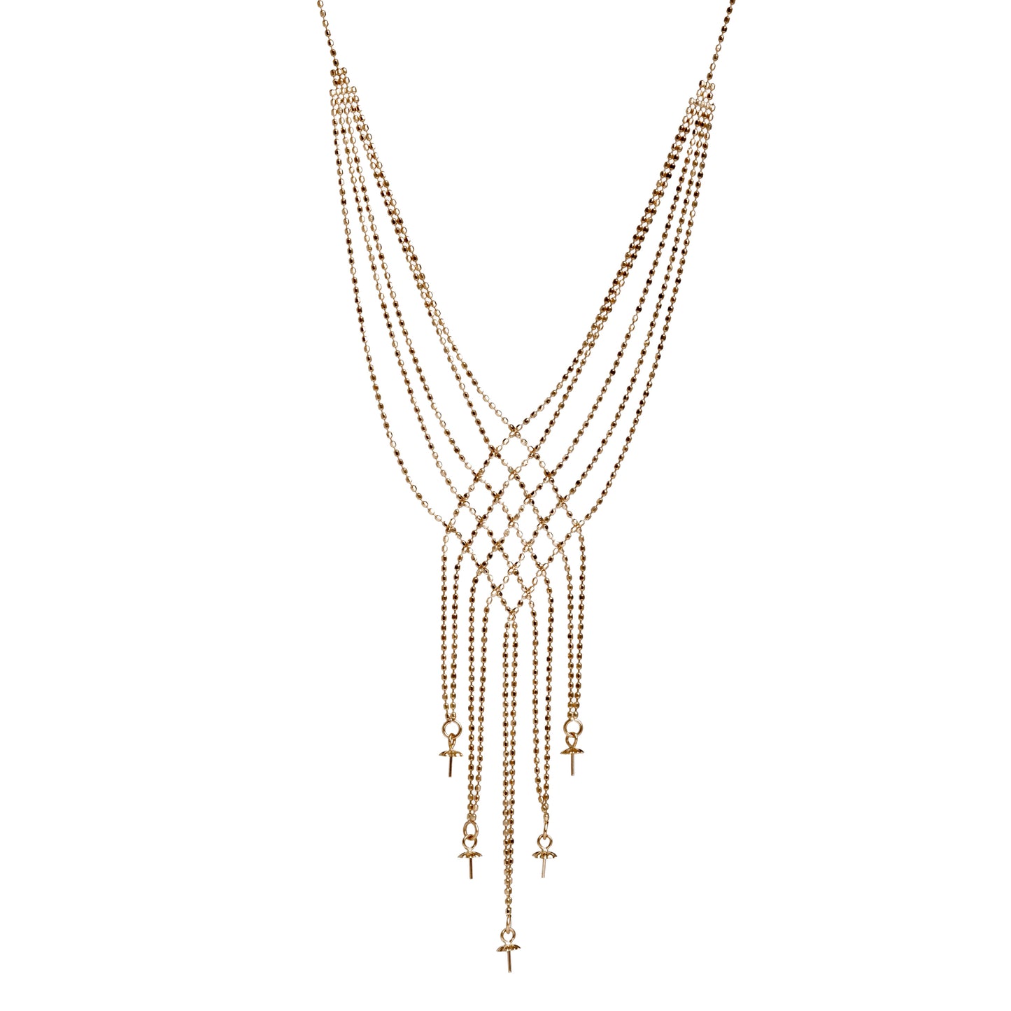 Gold Necklace - Waterfall Lace Clavicle Chain