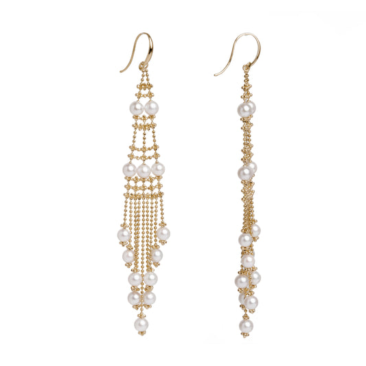 Lace Beads Gold Ear Hook - Waving