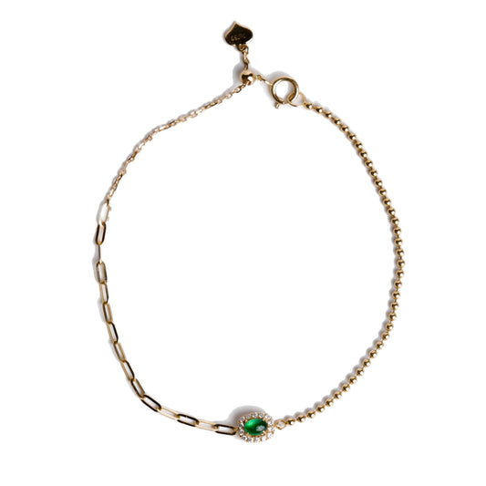 Emerald Diamond Bracelet - Elegant Curved Surface